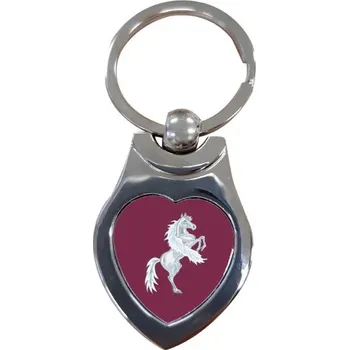 Přívěsek na klíče srdce s potiskem Bílý kůň stojící na zadních