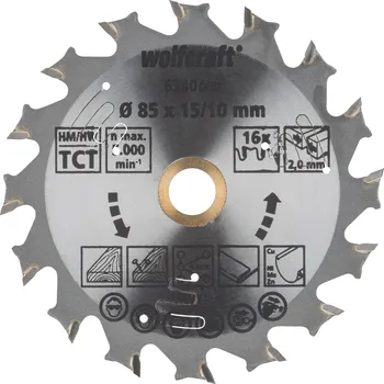 Pilový kotouč Wolfcraft 6340000 Pilový kotouč HM Z = 16, 85x1,5x10 / 15mm