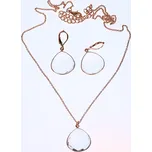 Set náhrdelník a náušnice transparentní slza Růžově zlatý řetízek