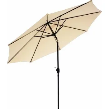 Slunečník Kulatý zahradní slunečník sklápěcí (naklápěcí) béžový, ruční klika, 2,9 m