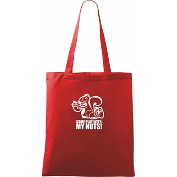 Veverka - Play with my nuts - Taška bavlněná - 42 x 38 cm ( Červená )