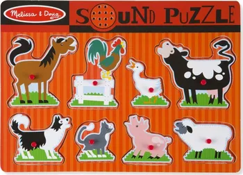 Melissa & Doug Dřevěné puzzle se zvuky Zvířata na farmě