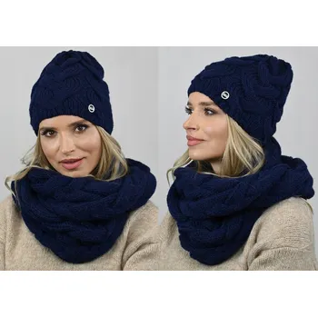 Čepice Fashionweek Dámská souprava čepice a šály ZIZI-K9 Barva: Tmave modry, Velikost: Universal