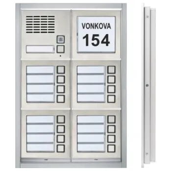 Železářství Zvonkové tablo TESLA GARANT pro zazdění - 17 účastníků - VERTIKÁLNĚ