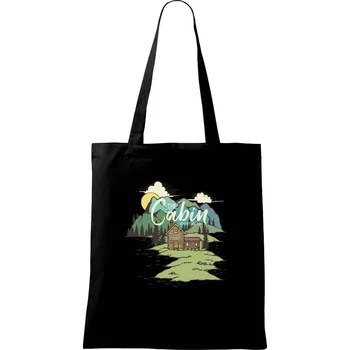 The Cabin On Lake - Taška bavlněná - 42 x 38 cm ( Černá )