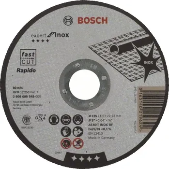 Pilový kotouč BOSCH Expert for Inox Rapido Dělicí kotouč rovný, 125x22,23x1mm 2608600549 free_store_pickup