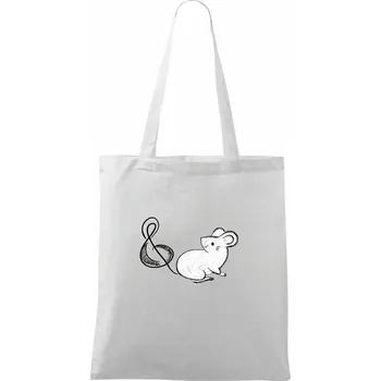 Myš houslový klíč - Taška bavlněná - 42 x 38 cm ( Bílá )
