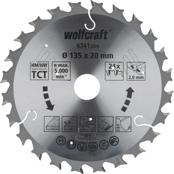 Pilový kotouč Wolfcraft 6341000 Pilový kotouč HM Z=24, 135x1,8x20mm stříd.zub
