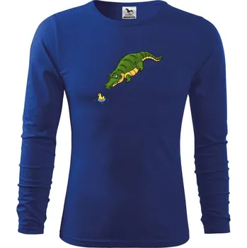 Chlapecké tričko Krokodýl zelený s kačenkou - Triko dětské Long Sleeve - 122 cm/6 let ( Královská modrá )