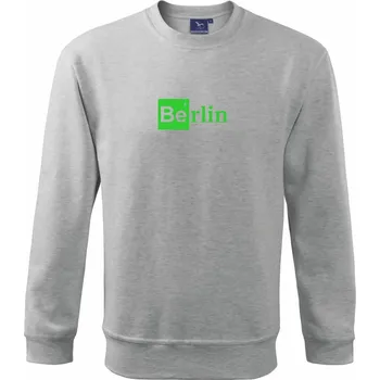 Pánská mikina Berlin nápis - chemický prvek - Mikina Essential pánská - XL ( Světlešedý Melír )
