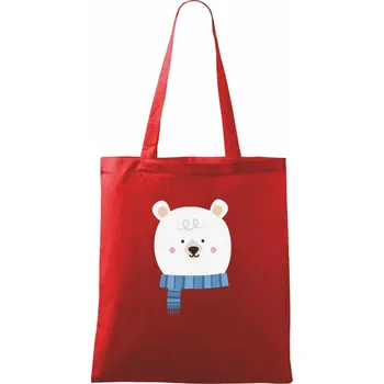 Medvěd se šálou - Taška bavlněná - 42 x 38 cm ( Červená )