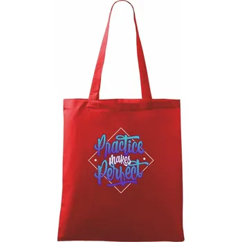 Nákupní taška Practice Makes Perfect - Taška bavlněná - 42 x 38 cm ( Červená )