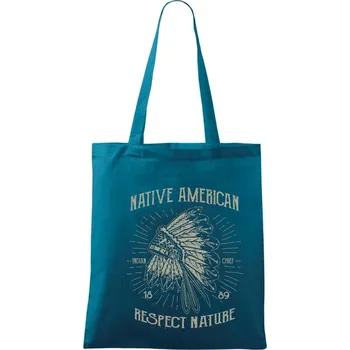 Native American 1 - Taška bavlněná - 42 x 38 cm ( Petrolejová )