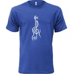 KYTARA - HOUSLOVÝ KLÍČ (modré, bílý potisk) pánské velikost XL (Pánské tričko s potiskem)
