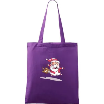 Santa se zakousnutým psem - Taška bavlněná - 42 x 38 cm ( Fialová )