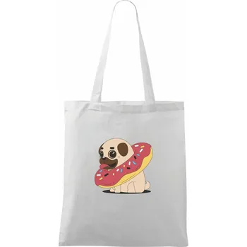 Mops a kobliha - Taška bavlněná - 42 x 38 cm ( Bílá )