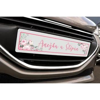 Svatební dekorace Svatební SPZ kreslené růže