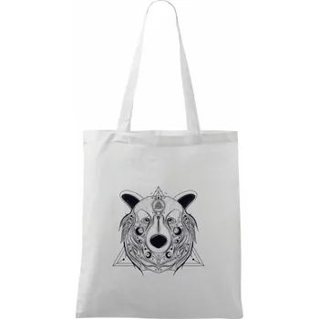 Medvěd v trojúhelníku - Taška bavlněná - 42 x 38 cm ( Bílá )