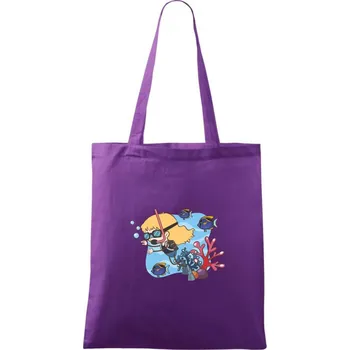 Nákupní taška Potápka holka - Taška bavlněná - 42 x 38 cm ( Fialová )