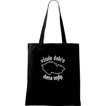 Nákupní taška Všude dobře doma nejlíp - Taška bavlněná - 42 x 38 cm ( Černá )