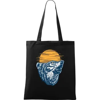 Nákupní taška Vyjící vlk - Taška bavlněná - 42 x 38 cm ( Černá )