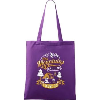 Nákupní taška The Mountains are Calling Camping - Taška bavlněná - 42 x 38 cm ( Fialová )