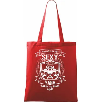 Nákupní taška Nesnáším být sexy - Váha - Taška bavlněná - 42 x 38 cm ( Červená )