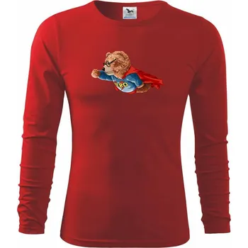 Chlapecké tričko Medvěd Hero - Triko dětské Long Sleeve - 134 cm/8 let ( Červená )