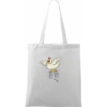 Slepice na perkách - Taška bavlněná - 42 x 38 cm ( Bílá )