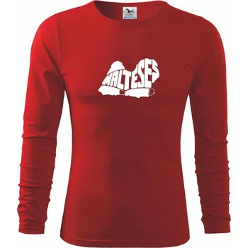 Chlapecké tričko Maltézský psík - Triko dětské Long Sleeve - 122 cm/6 let ( Červená )
