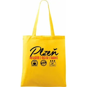 Plzeň město s tradicí - Taška bavlněná - 42 x 38 cm ( Žlutá )