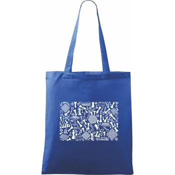 Nákupní taška Šachy obdélník - Taška bavlněná - 42 x 38 cm ( Královská modrá )