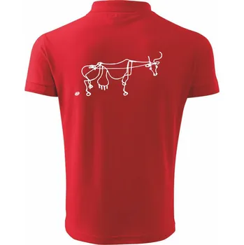 Pánská košile Kráva kreslená - Polokošile pánská Pique Polo 203 - 4XL ( Červená )
