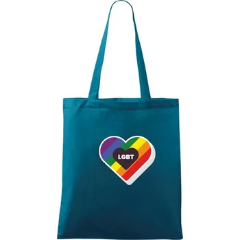 LGBT srdce duhové - Taška bavlněná - 42 x 38 cm ( Petrolejová )