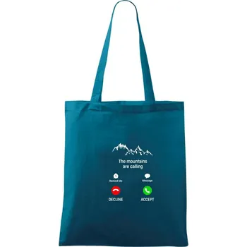 Nákupní taška The mountains are calling - telefon - Taška bavlněná - 42 x 38 cm ( Petrolejová )