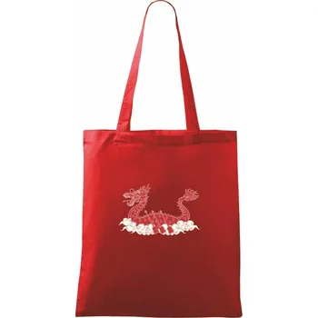 Nákupní taška Dračí lodě ornament - Taška bavlněná - 42 x 38 cm ( Červená )