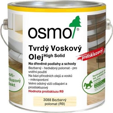 OSMO Tvrdý voskový olej protiskluzný 10 L na podlahy - 3089 bezbarvý polomat, protiskluz extra R11