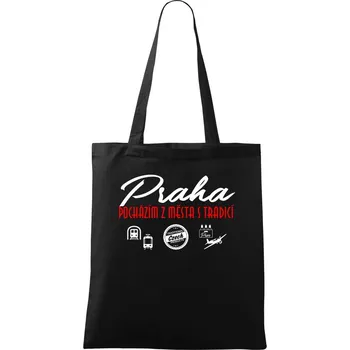 Praha město s tradicí - Taška bavlněná - 42 x 38 cm ( Černá )