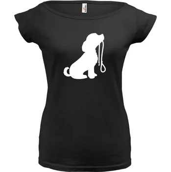 Dámské tričko PES S VODÍTKEM 1 (černé, bílý potisk) dámské velikost L (Dámské tričko s potiskem)