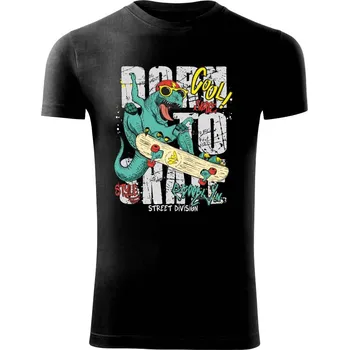Pánské tričko Cool dinosaur skate - Viper FIT - Pánské zůžené tričko - S ( Černá )