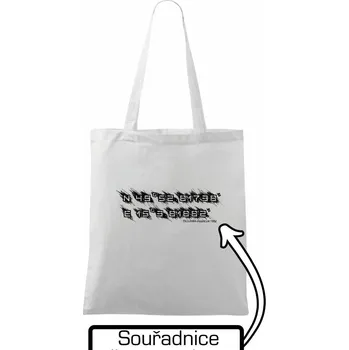 Souřadnice - narození - adresa - Taška bavlněná - 42 x 38 cm ( Bílá )