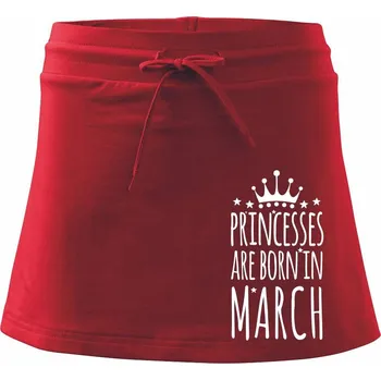Dámská sukně Princesses are born in March - Sportovní sukně - two in one - XL ( Červená )