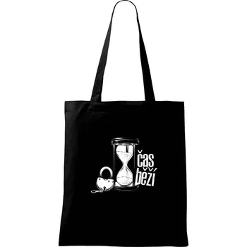 Nákupní taška Čas běží CZ - Taška bavlněná - 42 x 38 cm ( Černá )