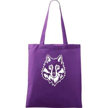 Nákupní taška Hlava vlka černobílá (Hana-creative) - Taška bavlněná - 42 x 38 cm ( Fialová )
