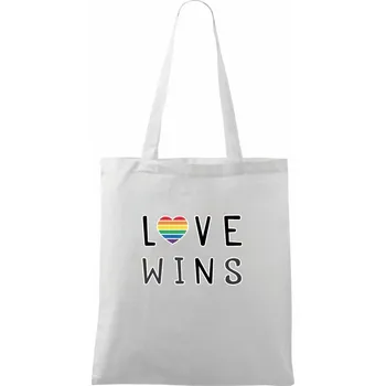Love wins nápis - Taška bavlněná - 42 x 38 cm ( Bílá )