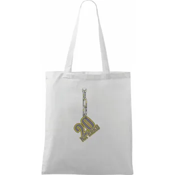 Nákupní taška 20 let na krku řetěz - Taška bavlněná - 42 x 38 cm ( Bílá )