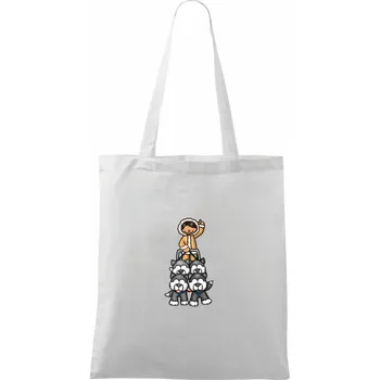 Psí spřežení animované - Taška bavlněná - 42 x 38 cm ( Bílá )