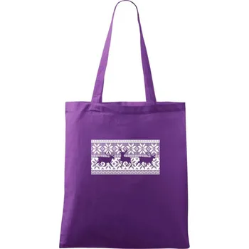 Jelen ve vánočním vzoru - Taška bavlněná - 42 x 38 cm ( Fialová )