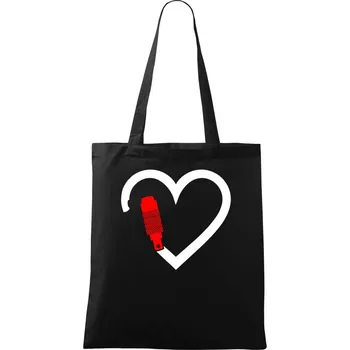 Srdce horolezec - Taška bavlněná - 42 x 38 cm ( Černá )