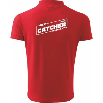 Pánská košile Rybaření - Best fish catcher in galaxy - Polokošile pánská Pique Polo 203 - 2XL ( Červená )